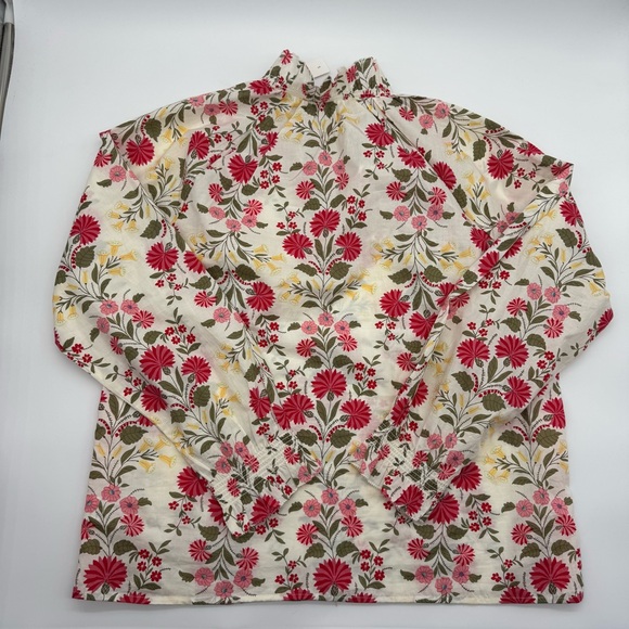 Talbots‎ Side Button Ditsy Trail Blouse, Floral Pink Stripe Accent Size Small - Picture 4 of 15